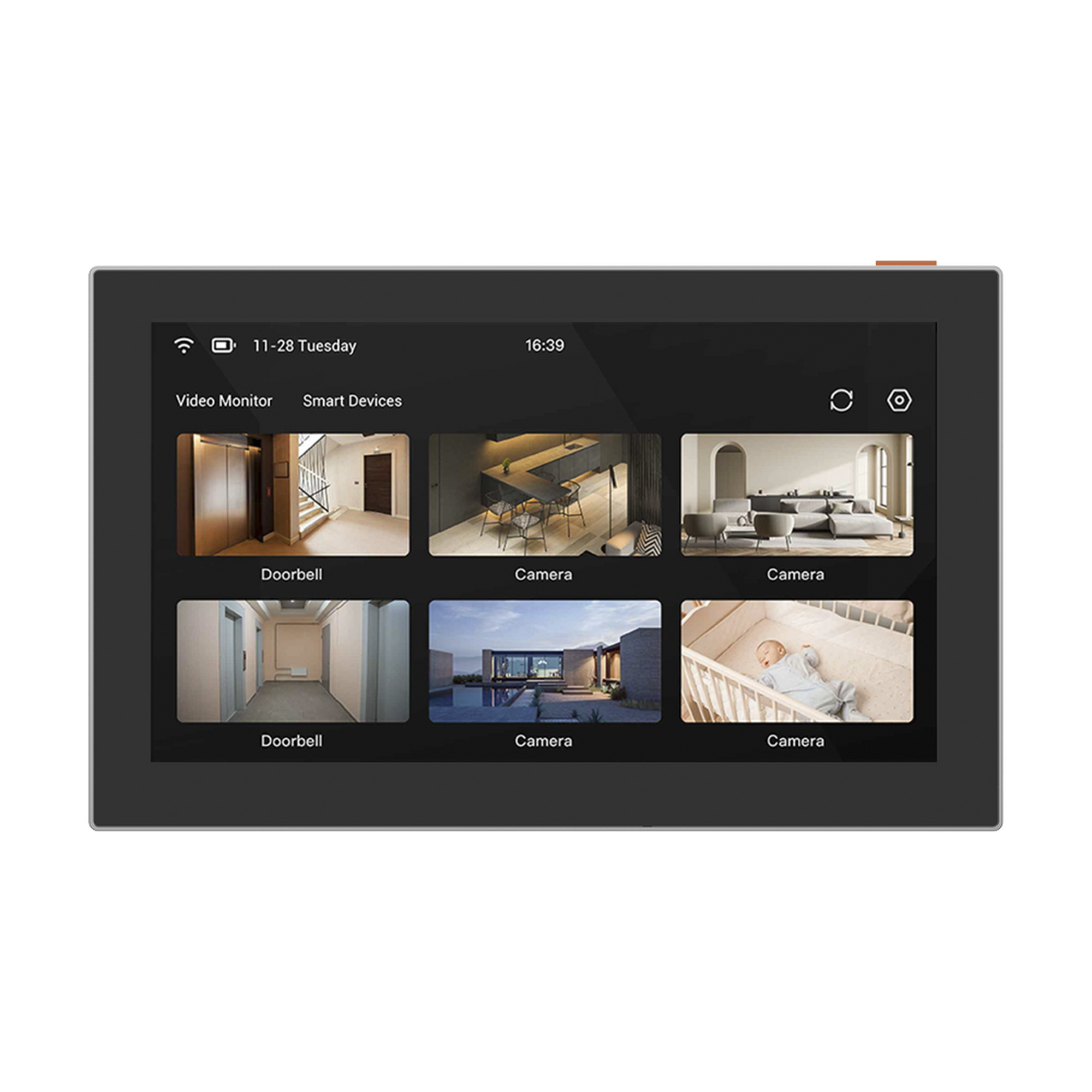CS-SD7|Pantalla Inalámbrica / Con Batería Recargable 4600mAh / Wi-Fi / Ideal Para Escritoio o Pared / Vista en Vivo de Cámaras EZVIZ / Compatible con Videoportero CS-HP7 para ver Cámara y Apertura Remota / Audio de Dos Vías